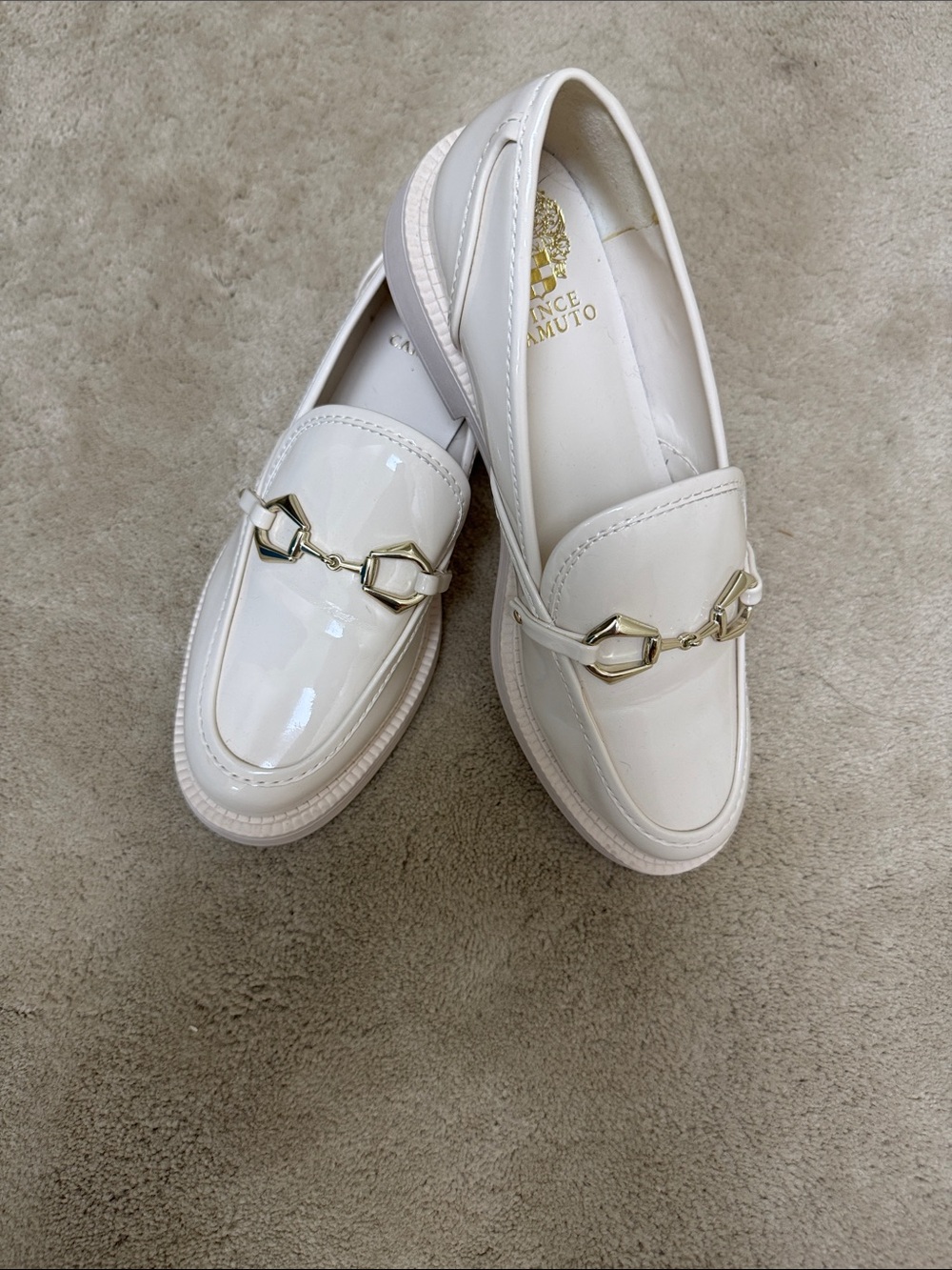 Vince Camuto Cream Patent Loafers